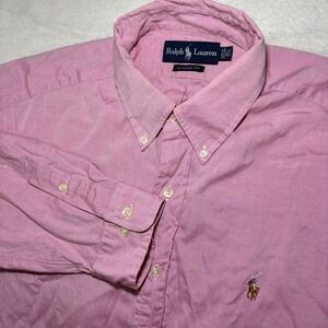 Ralph Lauren Pink Oxford Button Down Shirt Classic Fit 16.5 32/33 Long Sleeve